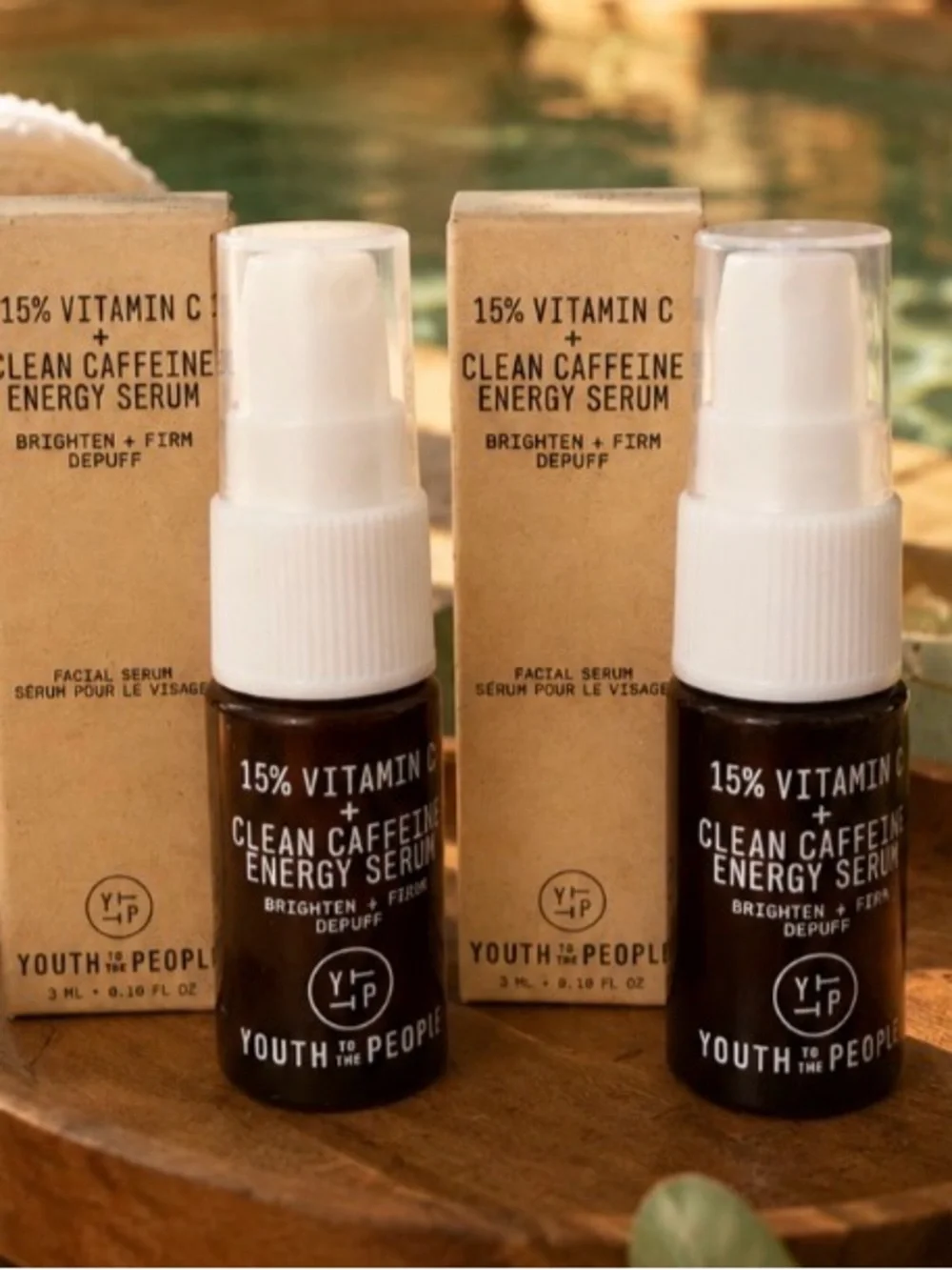 Youth to the people 15% Vitamin C + Clean Caffeine Energy Serum-2 travel bottles